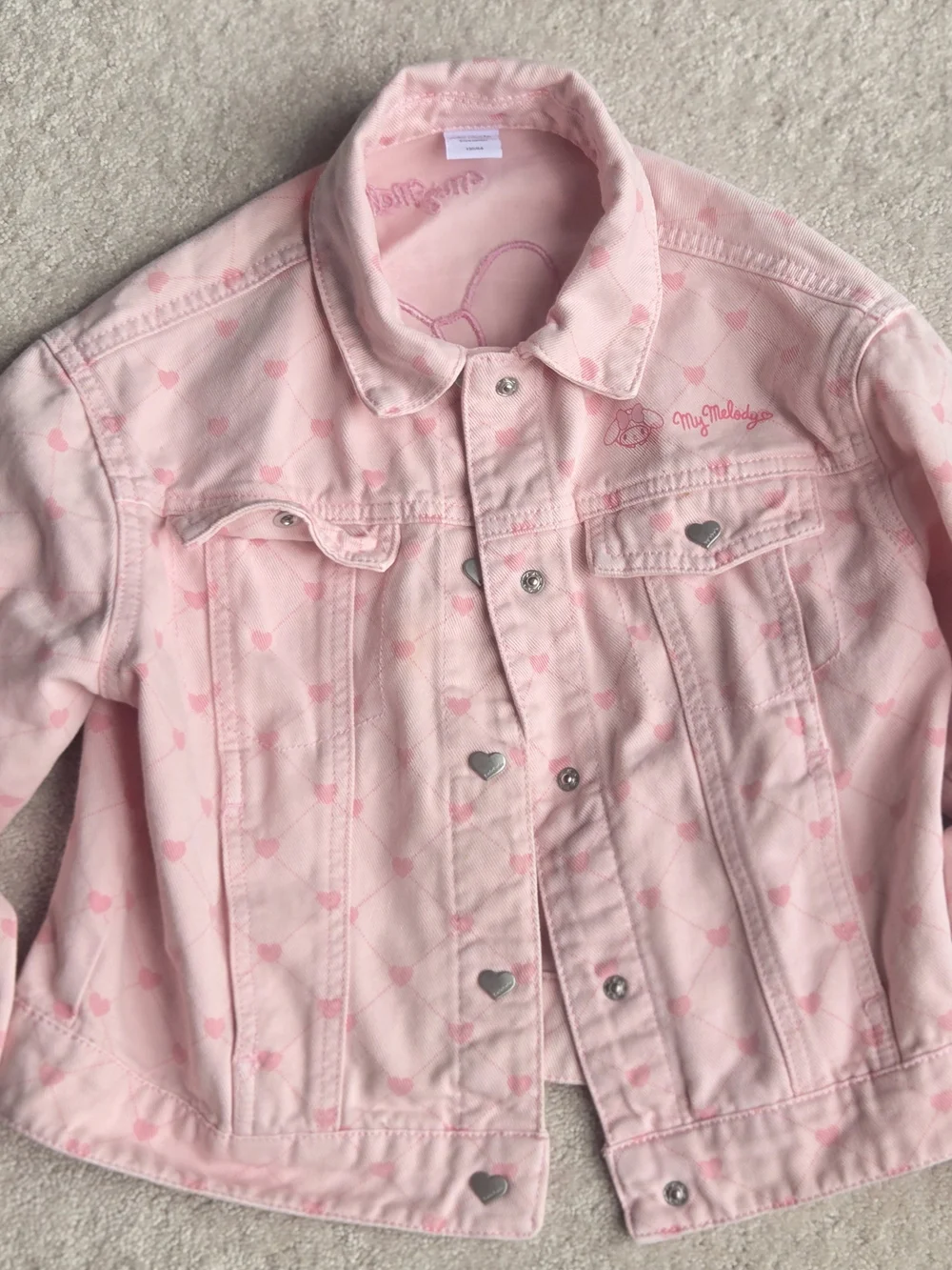 Sanrio My Melody Pink Jean Jacket with Heart Print